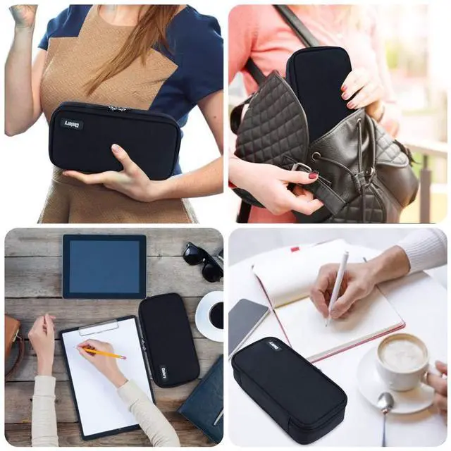 Alt view image 6 of 7 - Big Capacity Pencil Case Large Pencil Bag Pouch Portable Pen Pencil Marker Cases Holder Multi Functional Office Stationery Storage Organizer Supplies Makeup Bag Men Women, Black