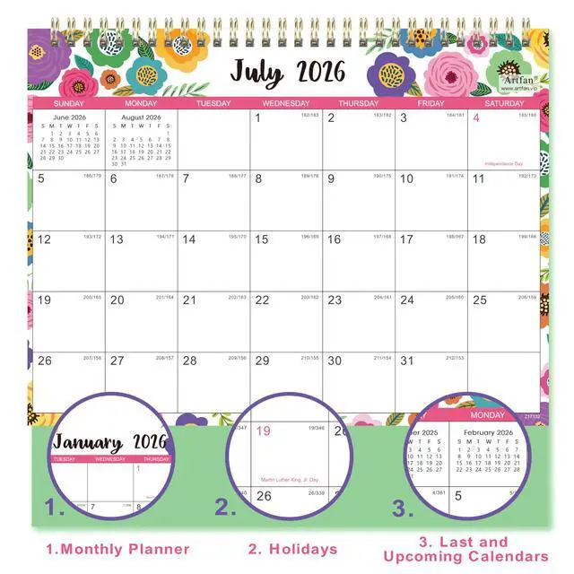 Alt view image 4 of 7 - 2026-2027 Desk Calendar, 9.8" x 8.3", JUL 2026 - DEC 2027, Desktop Calendar