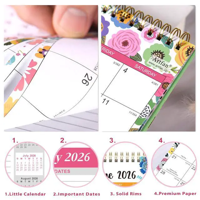 Alt view image 5 of 7 - 2026-2027 Desk Calendar, 9.8" x 8.3", JUL 2026 - DEC 2027, Desktop Calendar