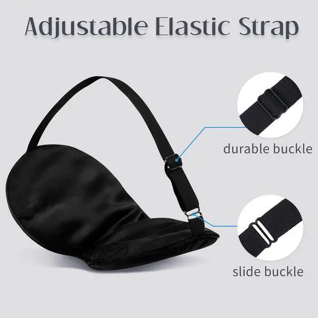 Alt view image 3 of 7 - Mulberry Silk Sleep Eye Mask Blindfold with Adjustable Strap, Soft Eye Cover for Women Men Night Sleeping, Travel, Nap(Black)