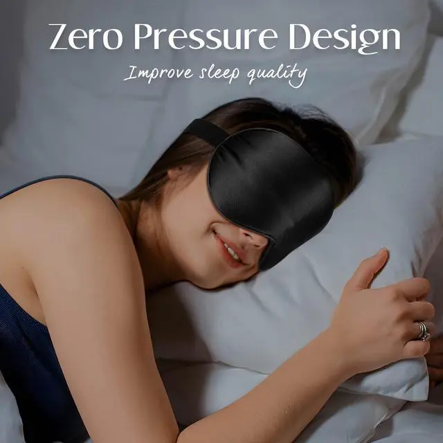 Alt view image 5 of 7 - Mulberry Silk Sleep Eye Mask Blindfold with Adjustable Strap, Soft Eye Cover for Women Men Night Sleeping, Travel, Nap(Black)