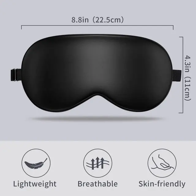 Alt view image 7 of 7 - Mulberry Silk Sleep Eye Mask Blindfold with Adjustable Strap, Soft Eye Cover for Women Men Night Sleeping, Travel, Nap(Black)