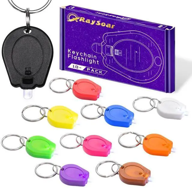 Main image of 10 Pack Ultra Bright Mini LED Keychain Flashlight, Small Key Ring Flashlight, Portable LED Keychain Light for Outdoor Activities Emergency Light - 10 Colors Shell