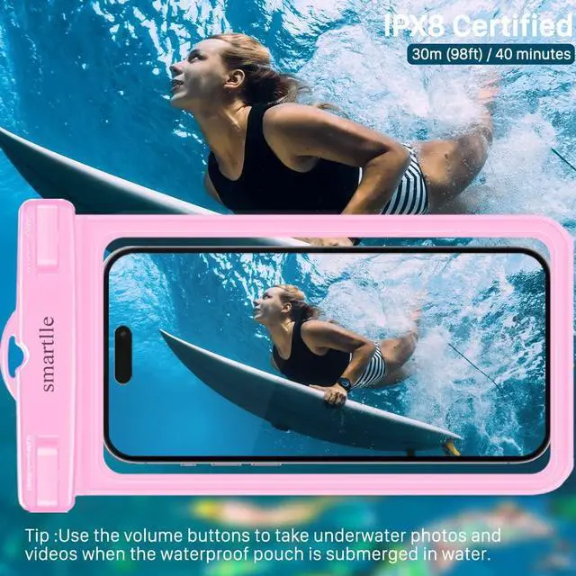 Alt view image 3 of 6 - Waterproof Phone Pouch Case - 2 Pack, Cell Phone Dry Bag for iPhone 14 13 12 11 Pro Max XS Plus XR, Galaxy S23 S22 S21, IPX8 Waterproof Phone Holder for Vacation Underwater Beach Necessities