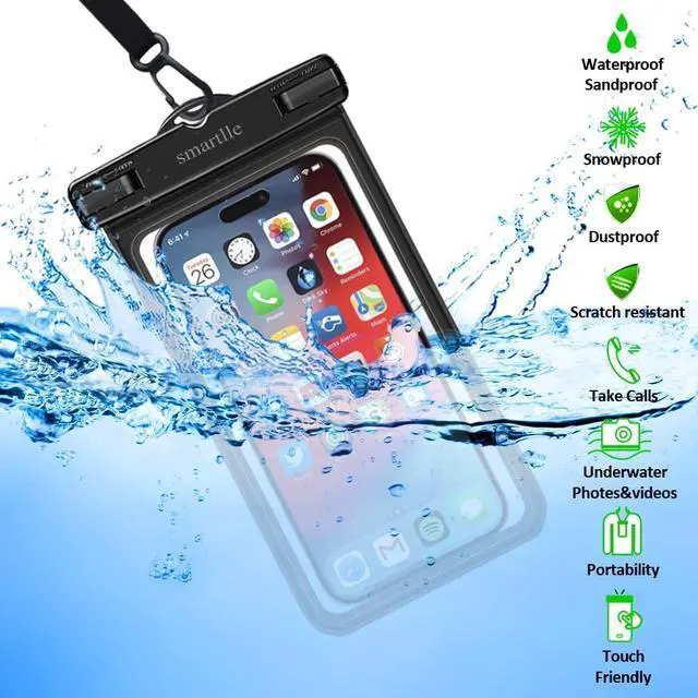 Alt view image 2 of 6 - Waterproof Phone Pouch Case - 2 Pack, Cell Phone Dry Bag for iPhone 14 13 12 11 Pro Max XS Plus XR, Galaxy S23 S22 S21, IPX8 Waterproof Phone Holder for Vacation Underwater Beach Necessities