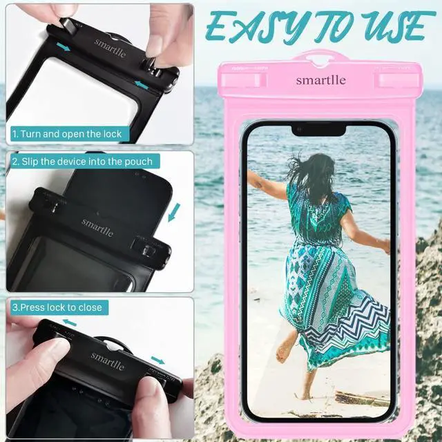 Alt view image 6 of 6 - Waterproof Phone Pouch Case - 2 Pack, Cell Phone Dry Bag for iPhone 14 13 12 11 Pro Max XS Plus XR, Galaxy S23 S22 S21, IPX8 Waterproof Phone Holder for Vacation Underwater Beach Necessities