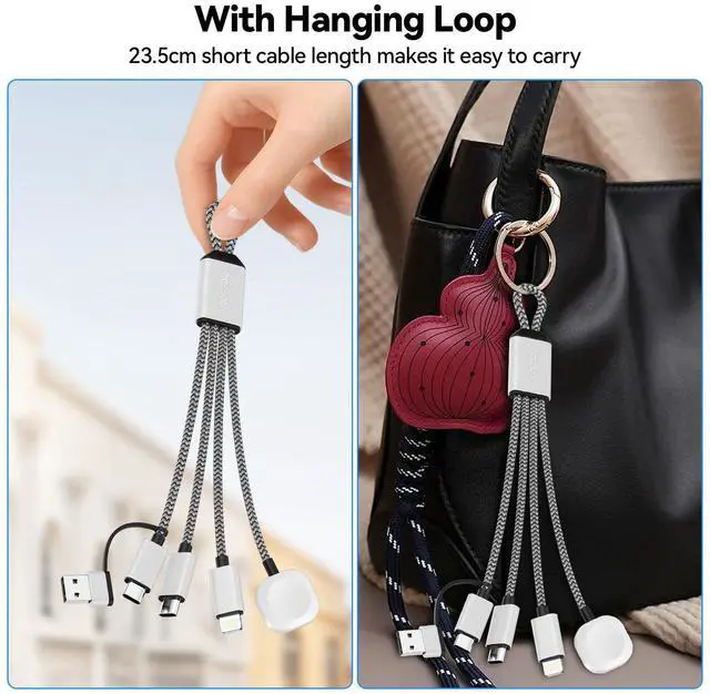 Alt view image 6 of 7 - 3in2 Multi Charging Cable 6-Charging Ways 0.75FT USB C/A to Magnetic Smartwatch Charger Data Cord 18W Travel Essentials for iPhone/AirPods/Samsung/Apple Watch