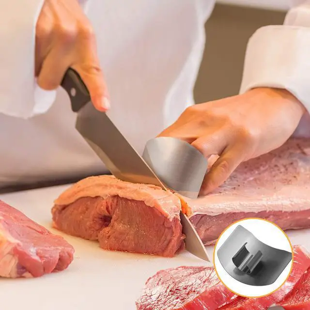 Alt view image 4 of 7 - 1PCS Stainless Steel Onion Holder Slicer, 2PCS Finger Guard, Holder Slicer for Vegetables, Tomato, Lemon, Meat