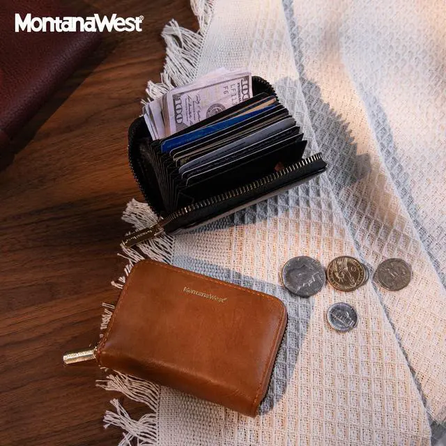 Alt view image 4 of 7 - Small Credit Card Holder for Women Rfid Blocking Compact Card Organizer Multiple Card Slots With Zipper