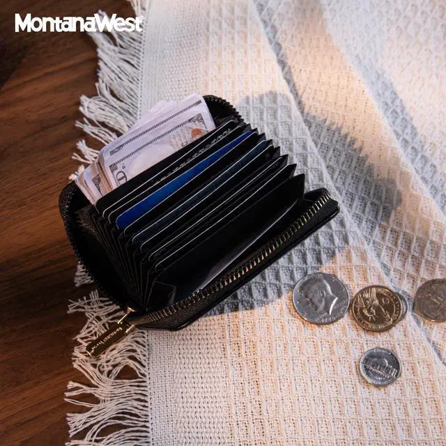 Alt view image 5 of 7 - Small Credit Card Holder for Women Rfid Blocking Compact Card Organizer Multiple Card Slots With Zipper