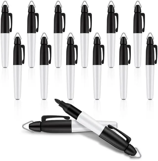 Main image of 12 Pcs Mini Permanent Markers with Golf Keychain Clips for CNA Nurses Badge Quick Drying Fine Point Ink Pens for Office Outdoor Activities(Black)