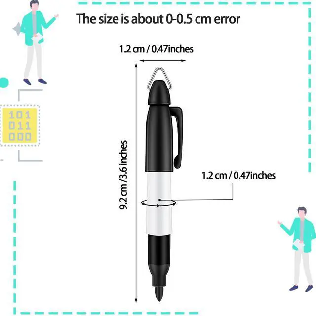 Alt view image 2 of 7 - 12 Pcs Mini Permanent Markers with Golf Keychain Clips for CNA Nurses Badge Quick Drying Fine Point Ink Pens for Office Outdoor Activities(Black)
