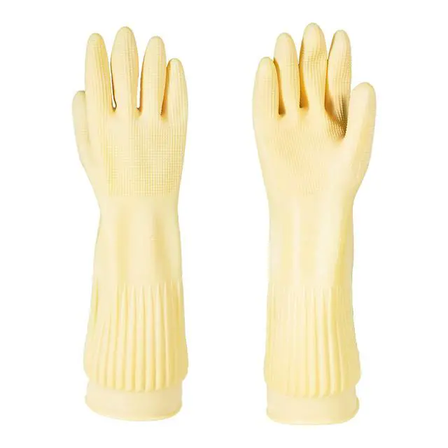 Alt view image 2 of 5 - Kitchen Rubber Glove Pink (XXL Size 1 Pairs) Reusable Waterproof Household Dish washing Cleaning Rubber Gloves, Non-Slip Kitchen Gloves (White)