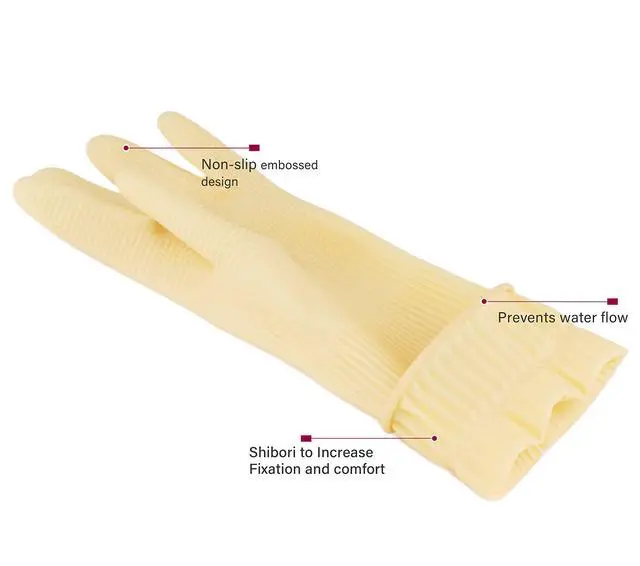 Alt view image 3 of 5 - Kitchen Rubber Glove Pink (XXL Size 1 Pairs) Reusable Waterproof Household Dish washing Cleaning Rubber Gloves, Non-Slip Kitchen Gloves (White)