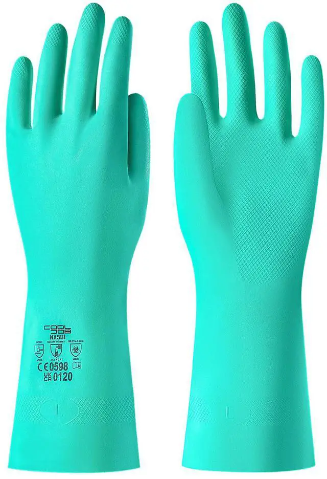 Main image of 18 Mil Chemical Resistant Nitrile Gloves 13" Long, Resist Household Acid, Alkali, Solvent and Oil, Latex Rubber Free
