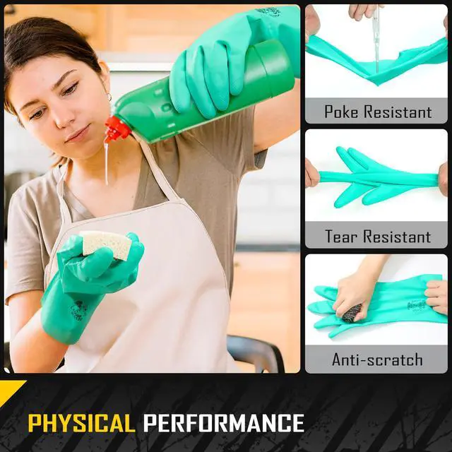 Alt view image 2 of 7 - 18 Mil Chemical Resistant Nitrile Gloves 13" Long, Resist Household Acid, Alkali, Solvent and Oil, Latex Rubber Free