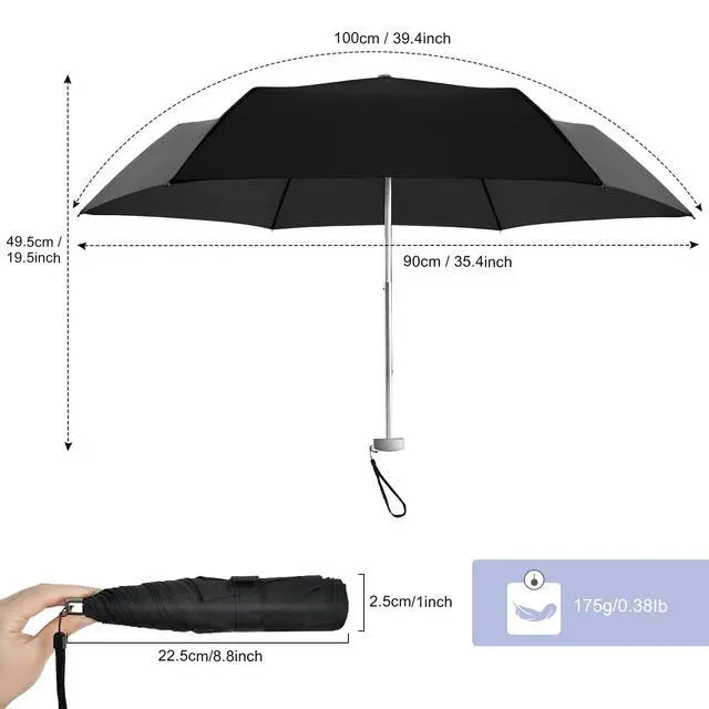 Alt view image 2 of 6 - Mini Umbrella Compact Flat Folding Portable Lightweight Travel for Women