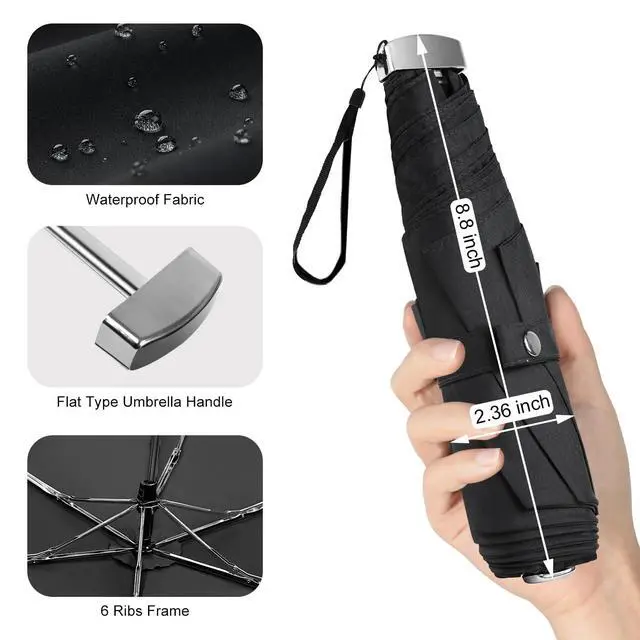 Alt view image 3 of 6 - Mini Umbrella Compact Flat Folding Portable Lightweight Travel for Women