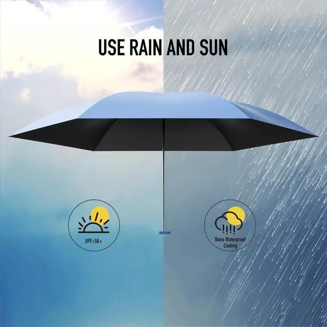 Alt view image 5 of 7 - Compact Mini Umbrella for purse-Lightweight,Fold and UV Umbrella for Rain-Suitable for women, girls, kids(Navy Blue)