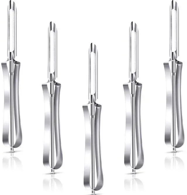 Main image of 5 Pieces Vegetable Fruit Peelers Stainless Steel Rotary Peelers Carrots Potatoes Peeling Tools for Home and Kitchen, with Ergonomic Safety and Control Handle