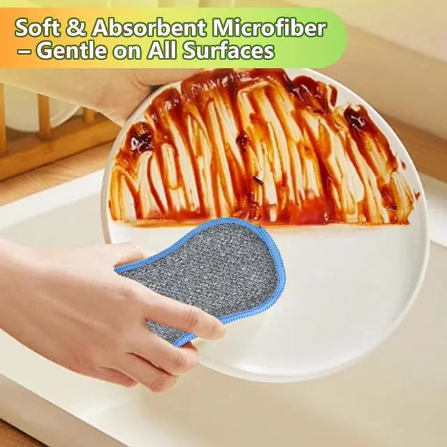 Alt view image 4 of 7 - 12 Pack Dish Sponges Kitchen, Non-Scratch Microfiber Sponges