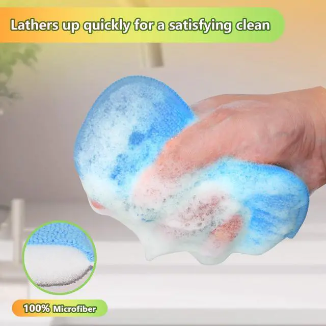 Alt view image 5 of 7 - 12 Pack Dish Sponges Kitchen, Non-Scratch Microfiber Sponges