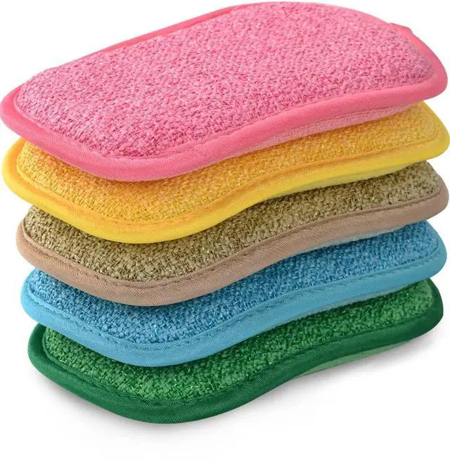 Main image of Kitchen Scrub Sponges, Heavy Duty Cleaning Non-Scratch Scrub Sponge, Reusable Microfiber Sponge for Household Cleaning, Random Colors (Multicolour)