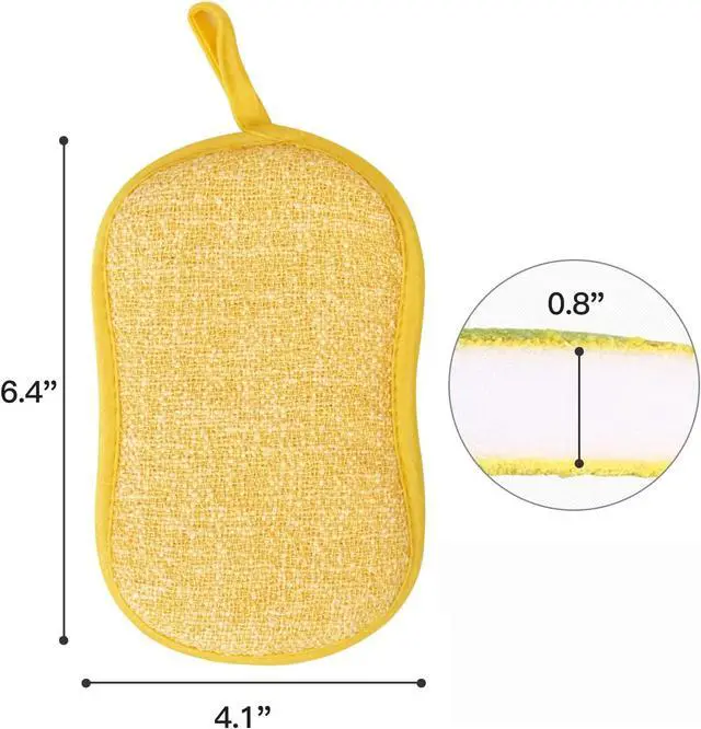Alt view image 6 of 6 - Kitchen Scrub Sponges, Heavy Duty Cleaning Non-Scratch Scrub Sponge, Reusable Microfiber Sponge for Household Cleaning, Random Colors (Multicolour)