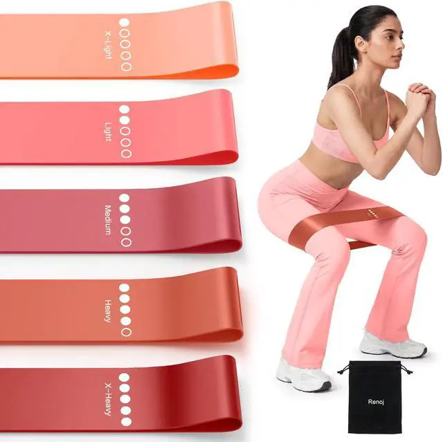 Main image of Bands for Working Out, 5-Pack Elastic Exercise Bands for Strength Training, Stretching, Workout; Home Gym Equipment for Women Men, Pilates Yoga Physical Therapy, Leg Glute Arm Exercise Kit