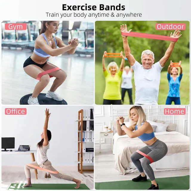 Alt view image 2 of 6 - Bands for Working Out, 5-Pack Elastic Exercise Bands for Strength Training, Stretching, Workout; Home Gym Equipment for Women Men, Pilates Yoga Physical Therapy, Leg Glute Arm Exercise Kit
