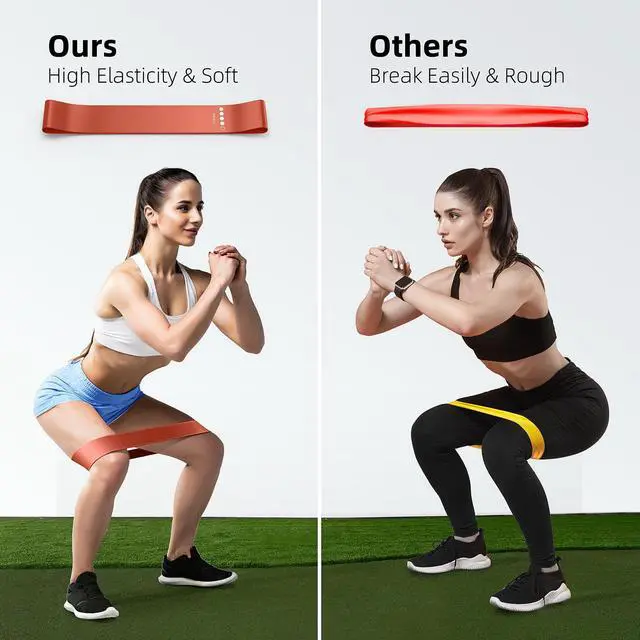 Alt view image 4 of 6 - Bands for Working Out, 5-Pack Elastic Exercise Bands for Strength Training, Stretching, Workout; Home Gym Equipment for Women Men, Pilates Yoga Physical Therapy, Leg Glute Arm Exercise Kit