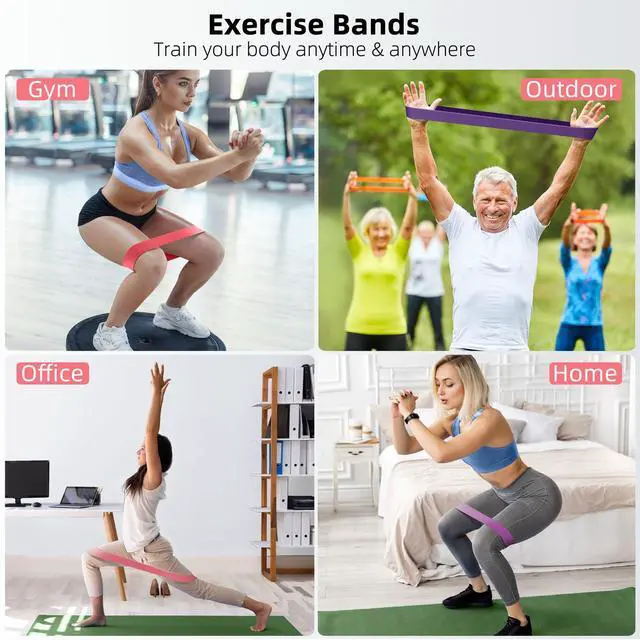 Alt view image 2 of 6 - Bands for Working Out, 5-Pack Elastic Exercise Bands for Strength Training, Stretching, Workout; Home Gym Equipment for Women Men, Pilates Yoga Physical Therapy, Leg Glute Arm Exercise Kit