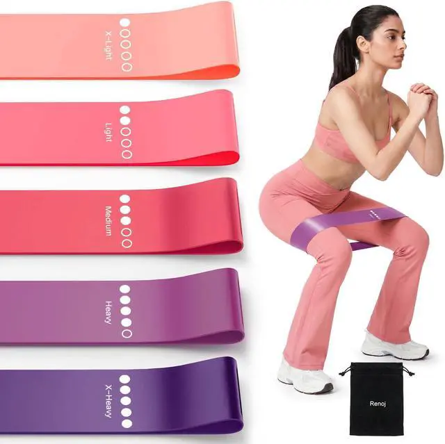 Main image of Bands for Working Out, 5-Pack Elastic Exercise Bands for Strength Training, Stretching, Workout; Home Gym Equipment for Women Men, Pilates Yoga Physical Therapy, Leg Glute Arm Exercise Kit