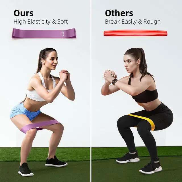 Alt view image 4 of 6 - Bands for Working Out, 5-Pack Elastic Exercise Bands for Strength Training, Stretching, Workout; Home Gym Equipment for Women Men, Pilates Yoga Physical Therapy, Leg Glute Arm Exercise Kit