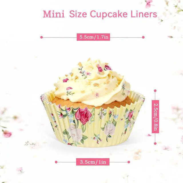 Alt view image 2 of 5 - Floral Mini Cupcake Liners 400 Count Colorful Paper Baking Cups Food Grade Disposable Cupcake Wrappers Bright Colors Muffin Cups for Wedding Birthday Tea Party Baking Supplies