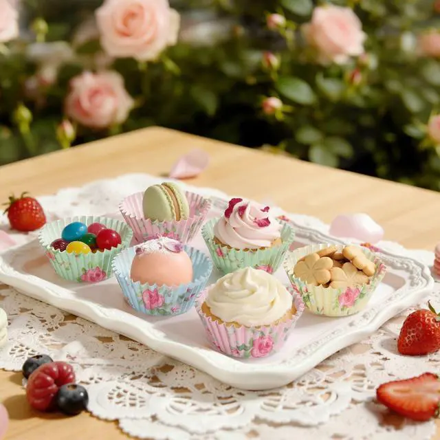 Alt view image 5 of 5 - Floral Mini Cupcake Liners 400 Count Colorful Paper Baking Cups Food Grade Disposable Cupcake Wrappers Bright Colors Muffin Cups for Wedding Birthday Tea Party Baking Supplies