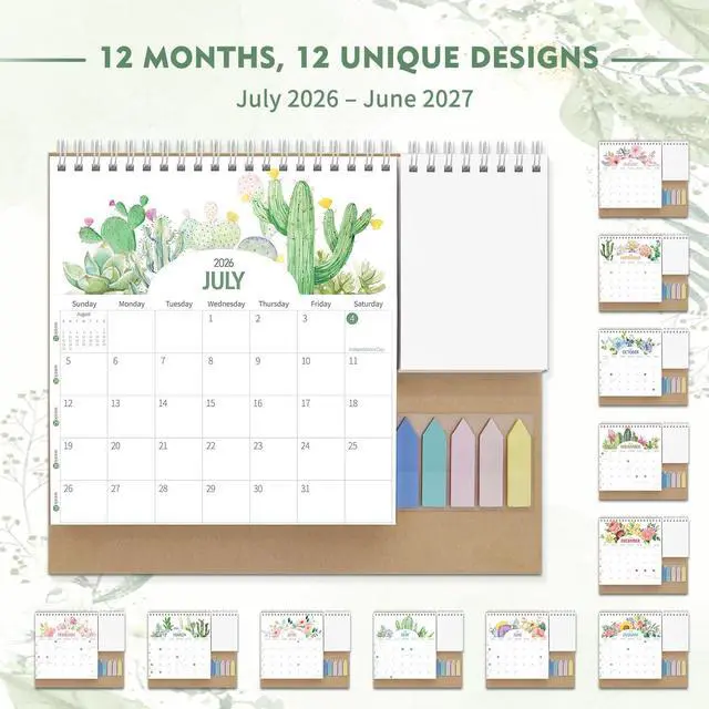 Alt view image 6 of 7 - Small Desk Calendar 2026-2027, Standing Flip Calendar, 10x8.5, 12 Month