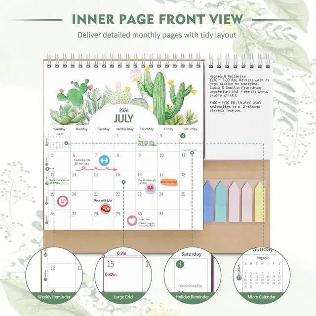 Alt view image 7 of 7 - Small Desk Calendar 2026-2027, Standing Flip Calendar, 10x8.5, 12 Month