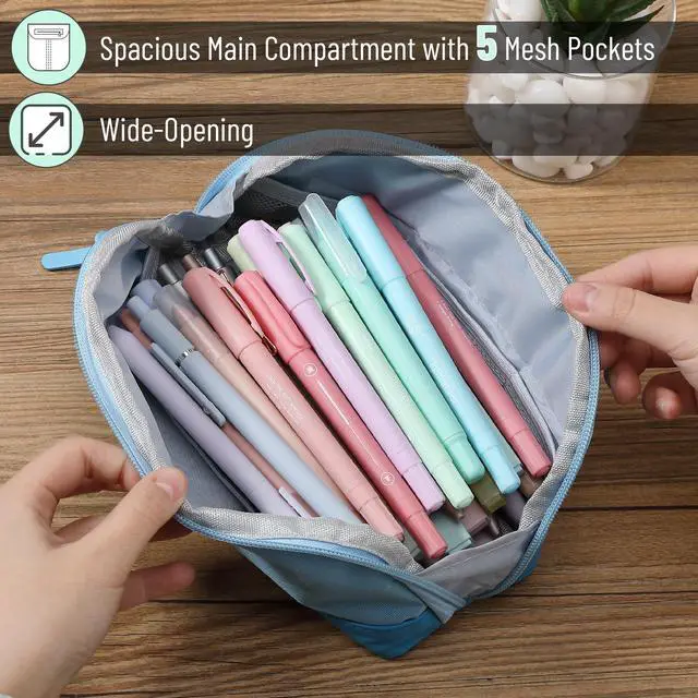 Alt view image 3 of 7 - Wide-Opening Pencil Case, Triangle Design