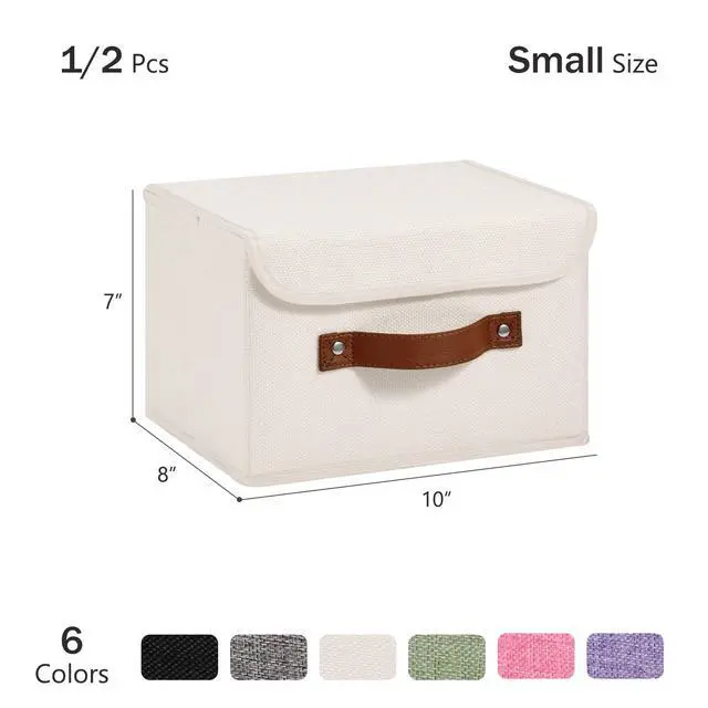 Alt view image 3 of 7 - Storage Bins Box with Lids Decorative Cotton Linen Fabric Baskets