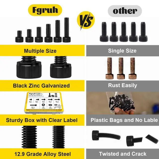 Alt view image 6 of 7 - 1198pcs M2 Hex Socket Head Screws, Nuts and Washers Assortment Kit
