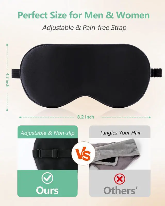 Alt view image 4 of 7 - 100% Mulberry Silk Sleep Mask, Blackout Eye Masks(Black & Blue)