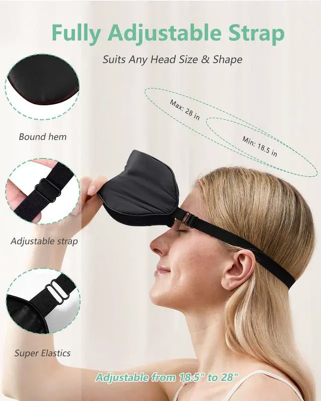 Alt view image 5 of 7 - 100% Mulberry Silk Sleep Mask, Blackout Eye Masks(Black & Blue)