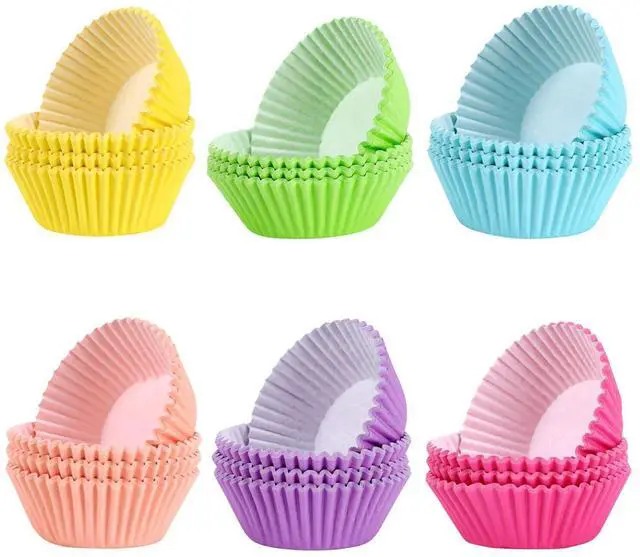 Main image of 600 Rainbow Pastel Cupcake Liners for Muffin Pans, Baking Cups for Parties