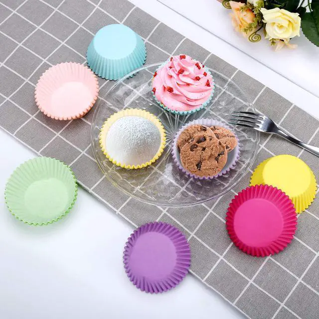 Alt view image 6 of 7 - 600 Rainbow Pastel Cupcake Liners for Muffin Pans, Baking Cups for Parties