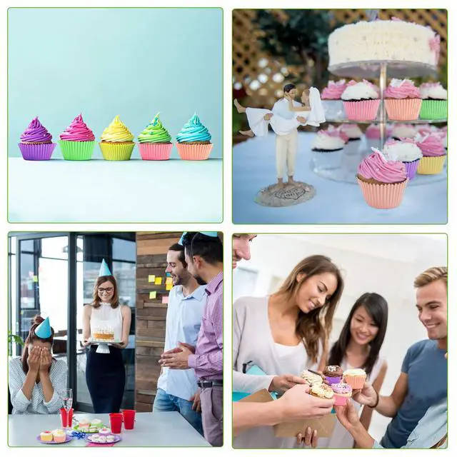 Alt view image 7 of 7 - 600 Rainbow Pastel Cupcake Liners for Muffin Pans, Baking Cups for Parties
