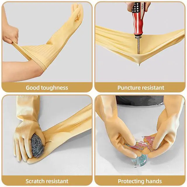 Alt view image 6 of 6 - Cleaning Gloves for Household Dishwashing Full Arm Protecting