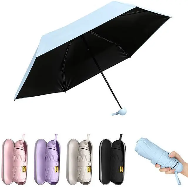Main image of Pocket Mini Umbrella Compact for Travel, UV Sun Protection(UPF50+), Waterproof for Light Rain, Suitable for Women & Kids, Manual Folding Small Size umbrella with a Case for Backpack/Purse-Blue