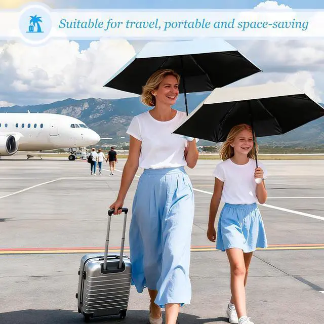 Alt view image 4 of 7 - Pocket Mini Umbrella Compact for Travel, UV Sun Protection(UPF50+), Waterproof for Light Rain, Suitable for Women & Kids, Manual Folding Small Size umbrella with a Case for Backpack/Purse-Blue