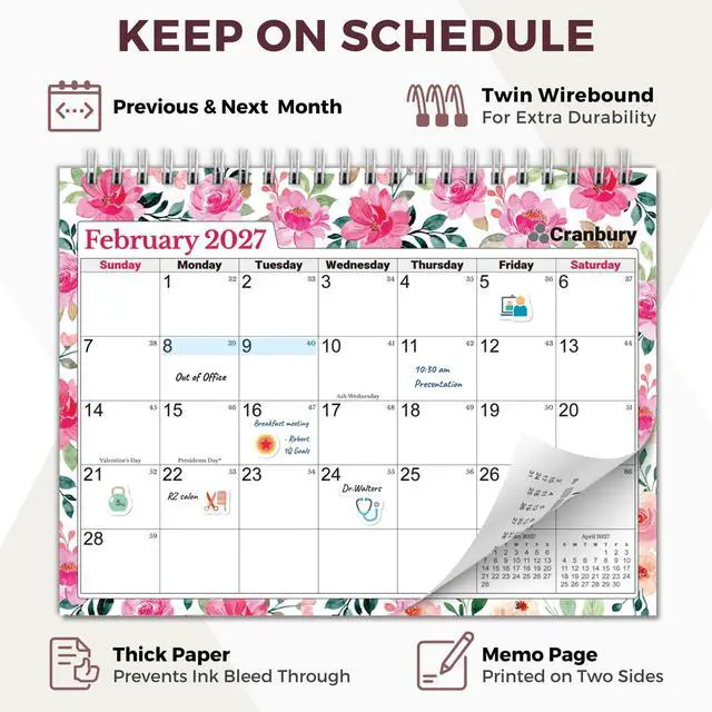 Alt view image 4 of 7 - 2026-2027 Small Desk Calendar 8x6, Standing Flip Planner